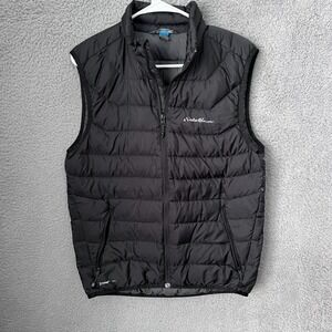 Eddie Bauer Vest Men Small Black First Ascent Goose Down Puffer Full Zip Outdoor